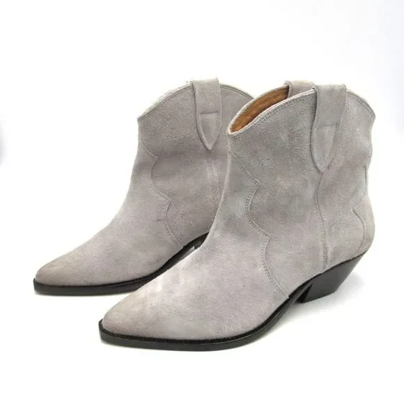 ISABEL MARANT Dewina Heeled Ankle Boots SZ 41 in Light Grey